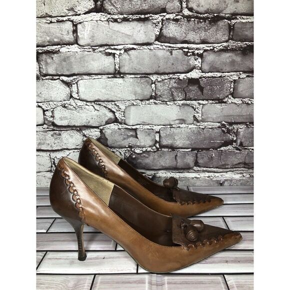 Max Studio Quibble Brown Leather Pointed Tassel High Heels Women Sz 8.5M US/39EU - Picture 7 of 16